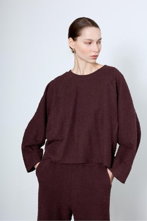 Kadın Bordo Soft Touch Premium Makarna Kumaş Eşofman Takım Njtkpr02