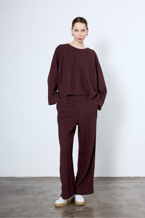 Kadın Bordo Soft Touch Premium Makarna Kumaş Eşofman Takım Njtkpr02