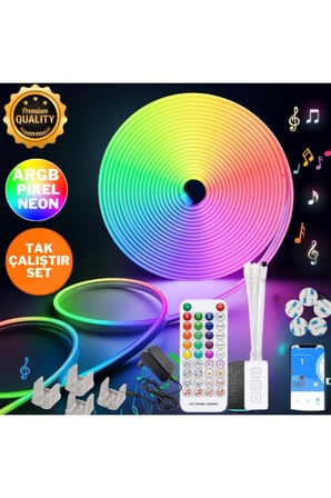 5mt Şerit Neon Led Animasyonlu Kumandalı Ve Telefon Kontrollü Sese Ve Müziğe Duyarlı Magic Led Argb