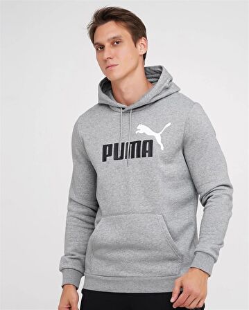 Puma Ess+ 2 Col - Erkek Gri Pamuklu Kapüşonlu Sweatshirt - 586764 04