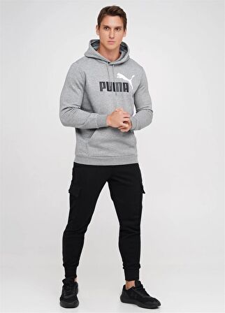 Puma Ess+ 2 Col - Erkek Gri Pamuklu Kapüşonlu Sweatshirt - 586764 04