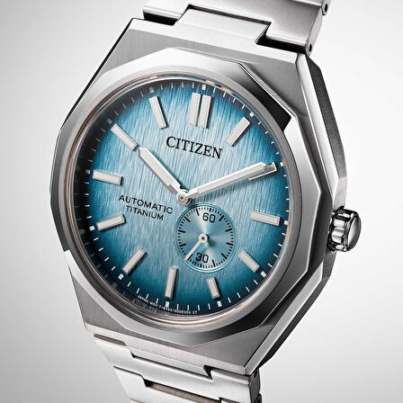 Citizen Zenshin 60 NK5020-58L Erkek Kol Saati | 40 mm Super Titanium™ Kasa, Gri Mavi Kadran, Otomatik Mekanizma