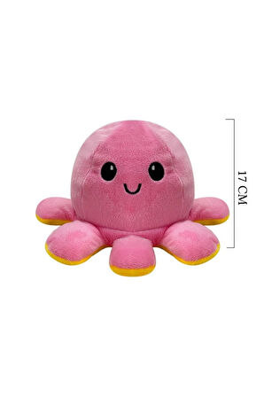 Çift Taraflı Peluş Duygulu Ahtapot 17 Cm