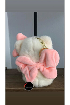 Sevimli Kurdelalı Kanatlı Ayıcık Peluş Oyuncak Anahtarlık Hediyelik Uyku Arkadaşı 15 Cm