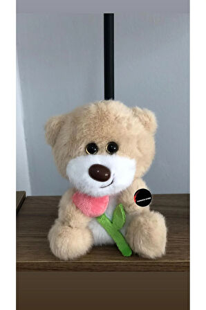Sevimli Gül Tutan Ayıcık Peluş Oyuncak Anahtarlık Hediyelik Uyku Arkadaşı 15 Cm