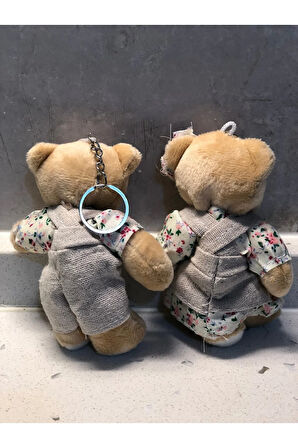 Sevimli Elbiseli Tulumlu Ayıcık Peluş Oyuncak Anahtarlık Uyku Arkadaşı Hediyelik 12 CM Sevgiliye Eşe