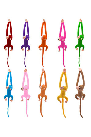Peluş Maymun 70 Cm, Elleri Yapışan Sevimli 2 Adet Farklı Renk