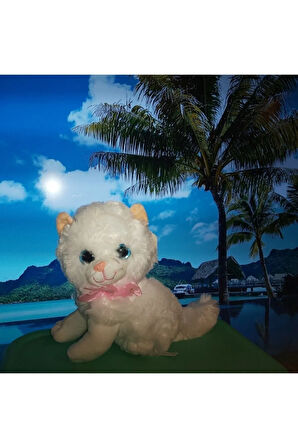 Miyavlayan Sesli Sarı Beyaz Desenli Peluş Kedi