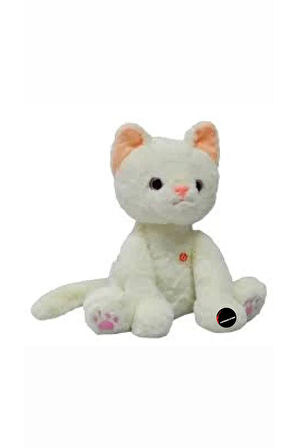 Miyavlayan Sesli Kedi Peluş Oyuncak Oturan Tombul Kedi 35 cm