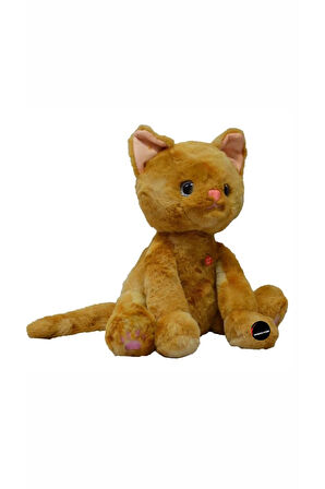 Miyavlayan Sesli Kedi Peluş Oyuncak Oturan Tombul Kedi 35 cm
