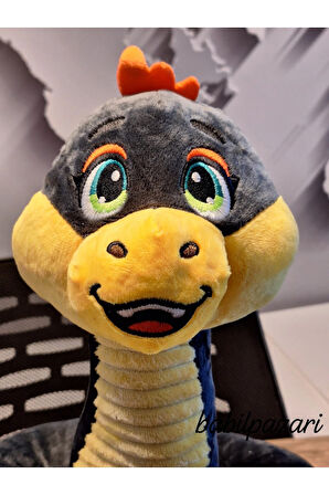 Sevimli Gülen Yılan Peluş (Gri Renk 95cM)