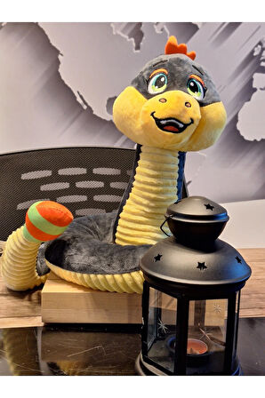 Sevimli Gülen Yılan Peluş (Gri Renk 95cM)