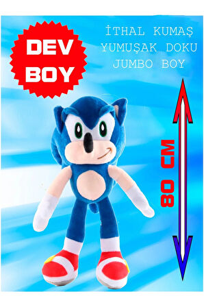 Xxl Kumaş Sonic Boom Hedgehog Kirpi Sonic Peluş Oyuncak Uyku & Oyun Arkadaşı Dev Boy 80 Cm.