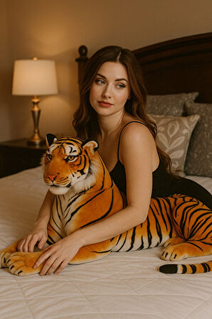 100 cm Dev Boy Peluş Kaplan Oyuncak – Gerçekçi Tasarım