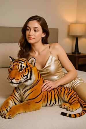 100 cm Dev Boy Peluş Kaplan Oyuncak – Gerçekçi Tasarım