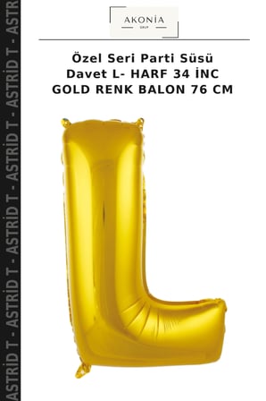 Özel Seri Parti Süsü Davet L- HARF 34 İNC GOLD RENK BALON 76 CM