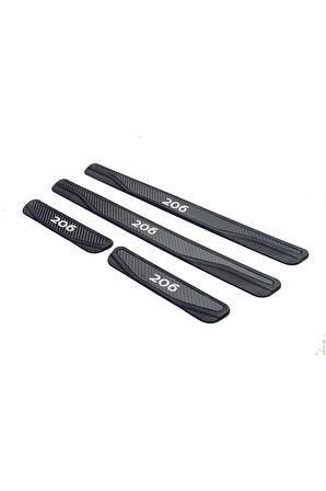 PEUGEOT 206 TÜM MODELLER UYUMLU NEW KARBON KAPI EŞİĞİ 4 PARÇA YAZILI