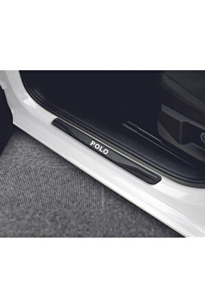 VOLKSWAGEN  POLO 2009-2017 MODELLER NEW KARBON KAPI EŞİĞİ 4 PARÇA YAZILI