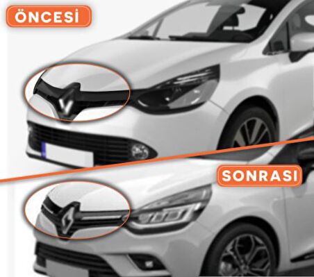 Renault Clio 4 Hb Krom Ön Panjur 2 Parça 2012 ve Üzeri