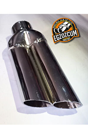 Yan kesik minik çiftli  nikelaj egzoz ucu eksoz sök/tak vidalı