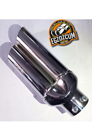 Yan kesik minik çiftli  nikelaj egzoz ucu eksoz sök/tak vidalı