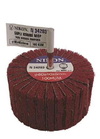 Nikon N34203 Saplı Kombi Mop Non Woven Zımpara 80x40x6 100 Kum