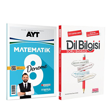 Marka AYT Matematik Tamamı Video Çözümlü 8 Deneme ve AKM Dil Bilgisi Soru Bankası Seti 2 Kitap