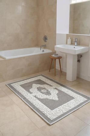 Pamuklu Kaymaz Taban Dikdörtgen Banyo Paspası – Yüksek Emici Pamuk Dokuma Banyo Halısı