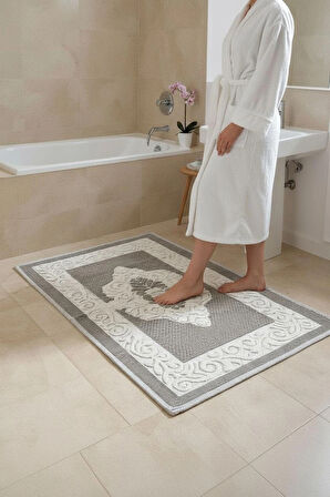 Pamuklu Kaymaz Taban Dikdörtgen Banyo Paspası – Yüksek Emici Pamuk Dokuma Banyo Halısı