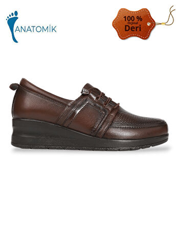 Konfores 1855-415011 Hakiki Deri Anatomik Tabanlı Bayan Mevsimlik Ayakkabı