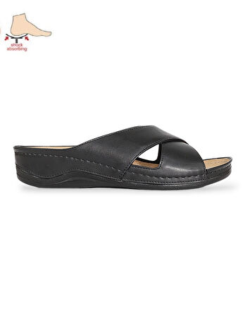 1880-9946-1 Tam Anatomik Tabanlı Kadın Günlük Terlik - NKT01880-siyah-39