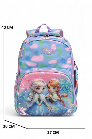 Kidessa 2035 Anatomik Sırtlı Yapılı Unisex Beslenmeli İlkokul Çantası - NKT02035-mavi-pembe-TEKEBAT