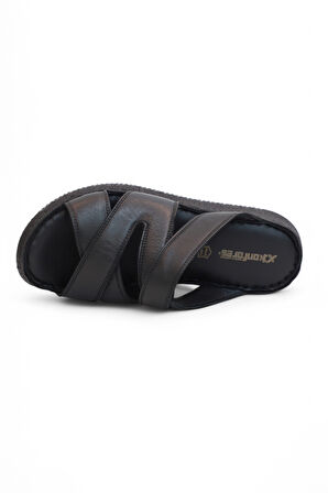 Konfores 2120 Ultra Hafif Esnek Tabanlı Hakiki Deri Tam Anatomik Kadın Terlik - NKT02120-siyah-41