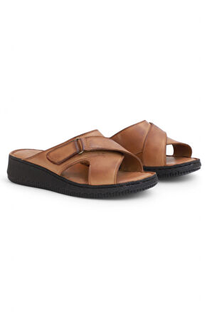 Konfores 2121 Ultra Hafif Esnek Tabanlı Hakiki Deri Tam Anatomik Kadın Terlik - NKT02121-TABA-41