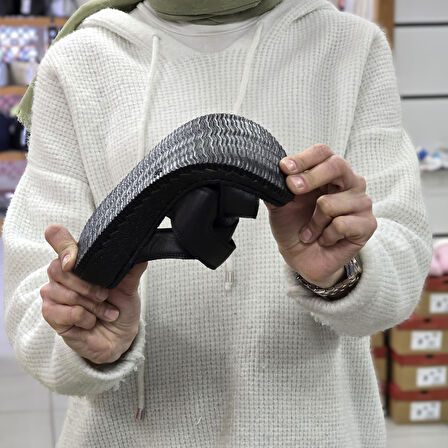 Konfores 2121 Ultra Hafif Esnek Tabanlı Hakiki Deri Tam Anatomik Kadın Terlik - NKT02121-siyah-37