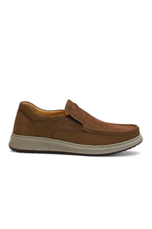 Konfores 2131 Hakiki Deri Üst Kalite Anatomik Tabanlı Erkek Günlük Casual Ayakkabı - NKT02131-TABA-NUBUK-46