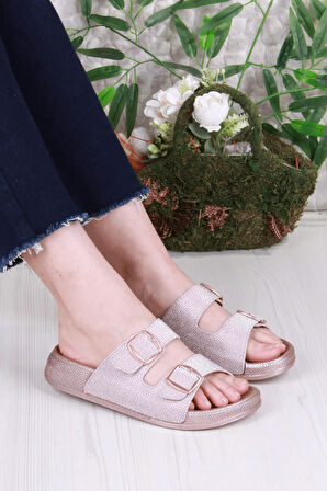 Pien-2150 Ayarlanabilir Çift Tokalı Ekstra Yumuşak Anatomik Tabanlı Kadın Terlik - NKT02150-PUDRA-37