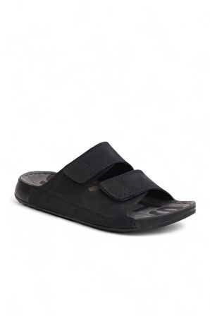 2157 Çift Cırtlı Tam Anatomik Tabanlı Günlük,Umre ve Hac İçin Uyumlu Erkek Terlik - NKT02157-siyah-41