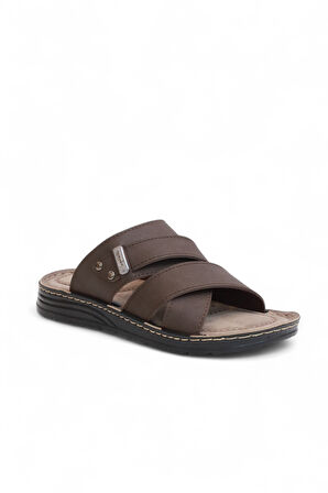 2159 Tam Anatomik Tabanlı Günlük,Umre ve Hac İçin Uyumlu Erkek Terlik - NKT02159-kahverengi-44