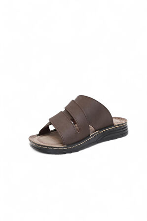 2159 Tam Anatomik Tabanlı Günlük,Umre ve Hac İçin Uyumlu Erkek Terlik - NKT02159-kahverengi-44