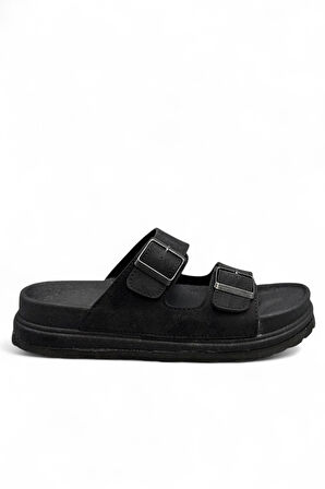 2161 Çift Tokalı Tam Anatomik Tabanlı Günlük,Umre ve Hac İçin Uyumlu Erkek Terlik - NKT02161-siyah-40