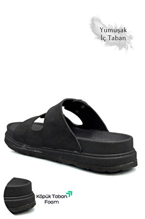 2161 Çift Tokalı Tam Anatomik Tabanlı Günlük,Umre ve Hac İçin Uyumlu Erkek Terlik - NKT02161-siyah-40