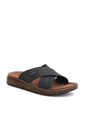 2162 Tam Anatomik Tabanlı Günlük,Umre ve Hac İçin Uyumlu Erkek Terlik  - NKT02162-siyah-41