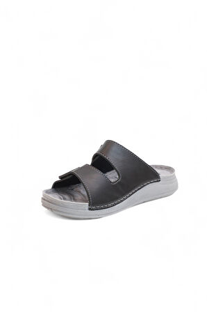 2166-Enova Çift Cırtlı Tam Anatomik Tabanlı Günlük,Umre ve Hac İçin Uyumlu Erkek Terlik - NKT02166-siyah-42