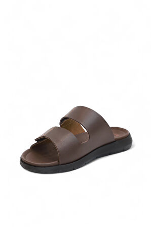 2168-GZR Çift Cırtlı Tam Anatomik Tabanlı Günlük,Umre ve Hac İçin Uyumlu Erkek Terlik - NKT02168-kahverengi-40