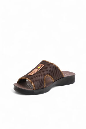 2170-Flex Soft Fileli Günlük,Umre ve Hac İçin Uyumlu Erkek Terlik  - NKT02170-kahverengi-44