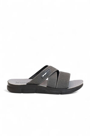 2172-Luxter Panda Çapraz Halatlı Günlük,Havuz ve Plaj İçin Uyumlu Erkek Terlik - NKT02172-Füme-42