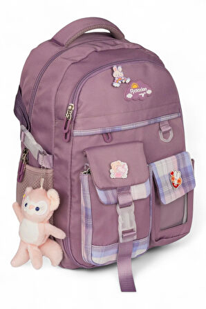 Relaxion 2174-1450 İthal Kore Tarzı Unisex Çocuk İlkokul Sırt Çantası - NKT02174-MOR-TEKEBAT
