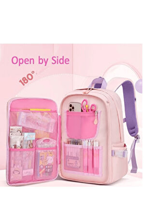 Relaxion 2174-1450 İthal Kore Tarzı Unisex Çocuk İlkokul Sırt Çantası - NKT02174-PUDRA-TEKEBAT