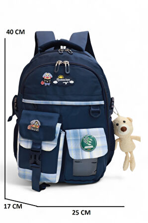 Relaxion 2174-1450 İthal Kore Tarzı Unisex Çocuk İlkokul Sırt Çantası - NKT02174-lacivert-TEKEBAT